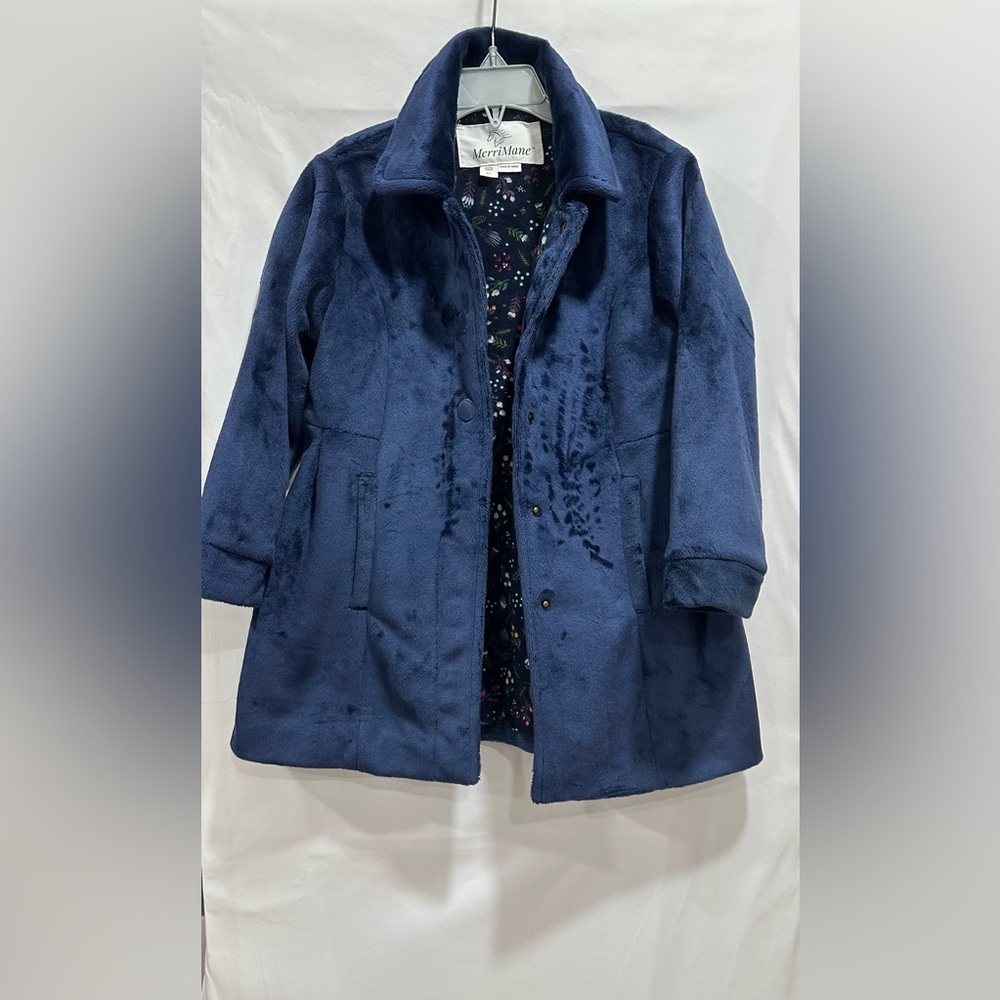 Girls MerriMane Classic Party Coat Plush Navy Blue Size‎ 5Y